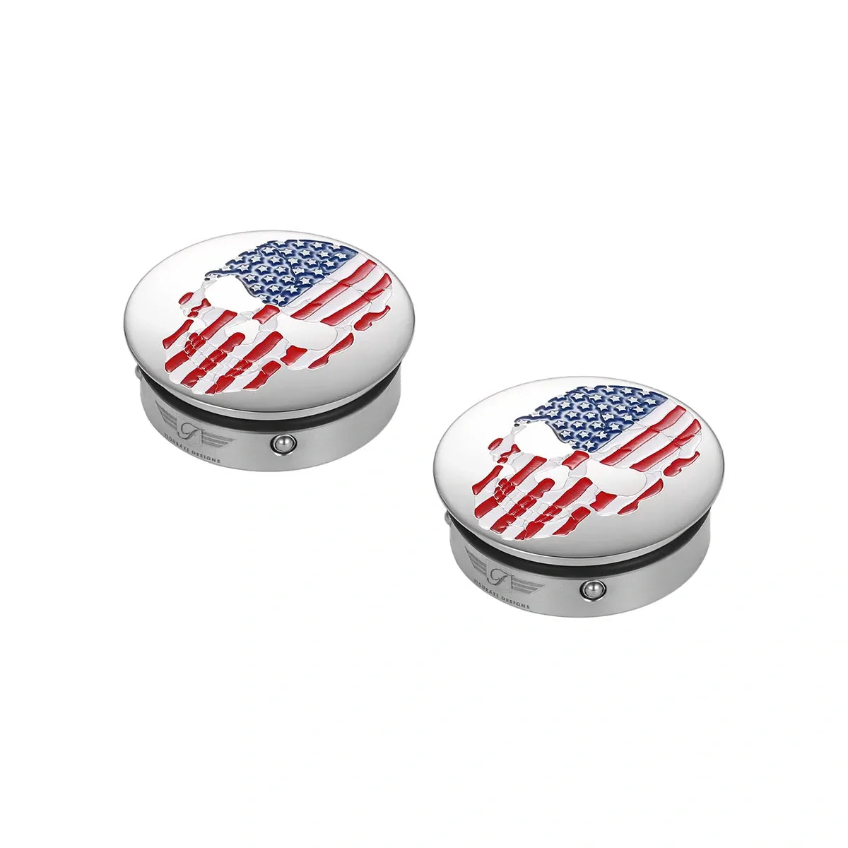 Harley-Davidson Stainless-Steel Red White and Blue American Flag Skull Swing Arm Cover