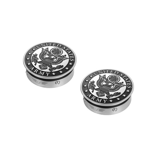 *Officially Licensed* Harley-Davidson Stainless-Steel / Black Swing Arm Covers Army Seal