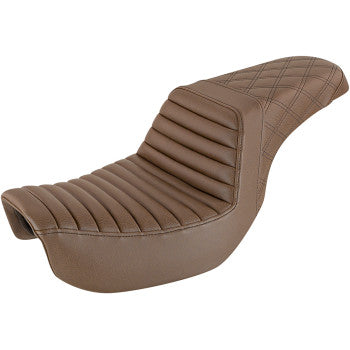Saddlemen Step-Up Seat "Dyna" Front Tuck-n-Roll/Rear Lattice Stitch Brown