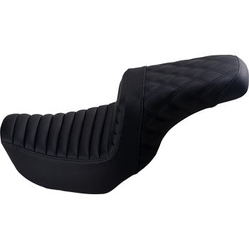 Saddlmen Step-Up Seat "Dyna" Front Tuck-n-Roll/Rear Lattice Stitch - Black
