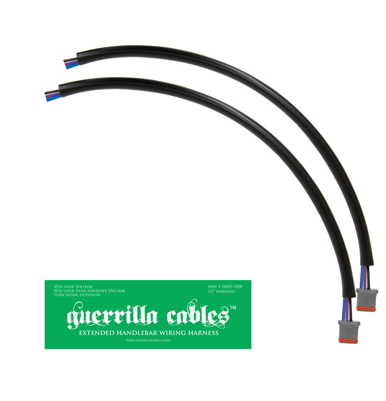Guerrilla Cables- 2016-2023 Dyna/ Softail Turn Signal Extension Kits- Plug-n-play Harness