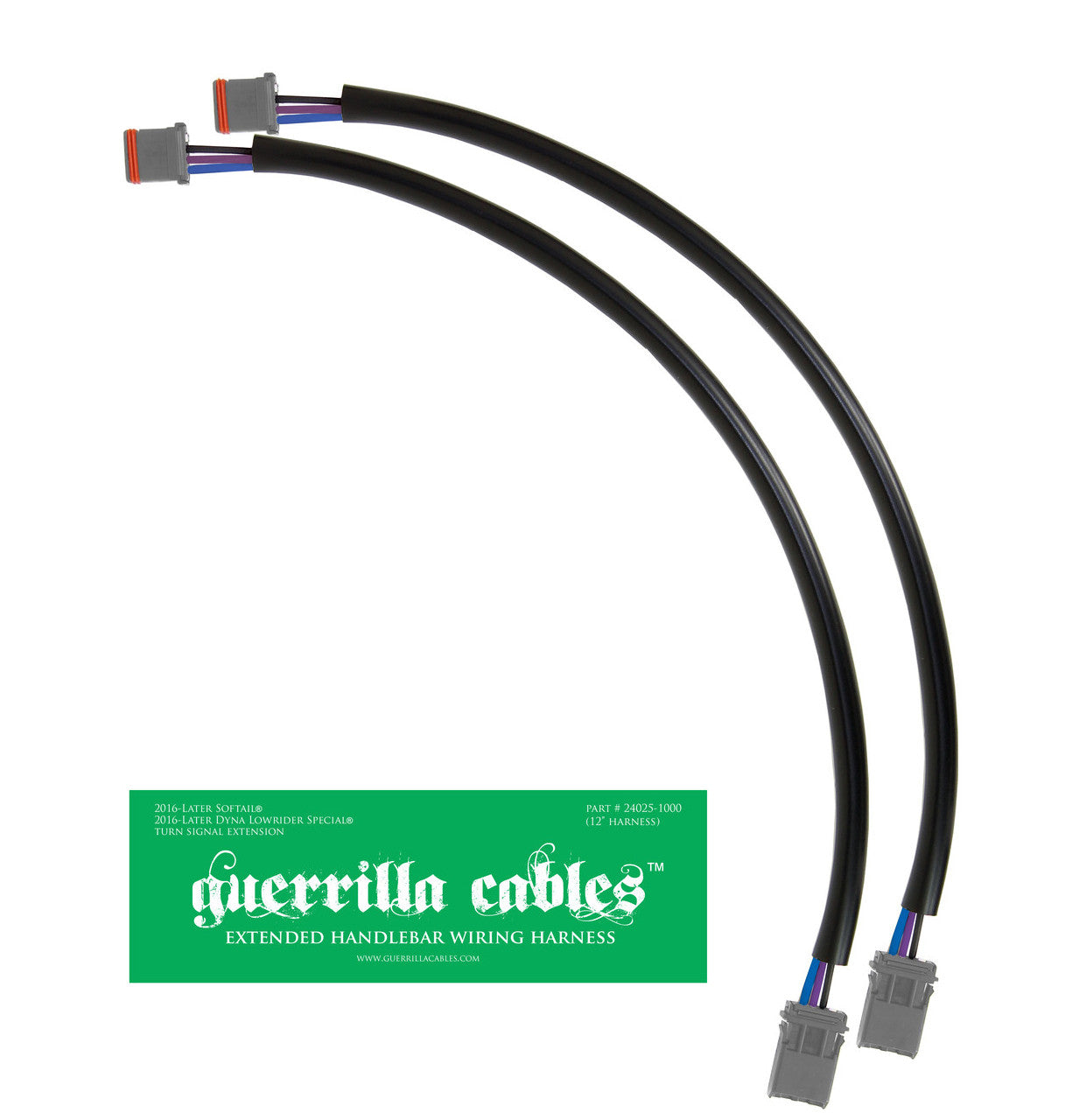 Guerrilla Cables- 2016-2023 Dyna/ Softail Turn Signal Extension Kits- Plug-n-play Harness