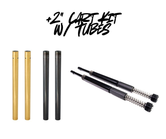 Gold and black suspension parts and tubes for Harleys