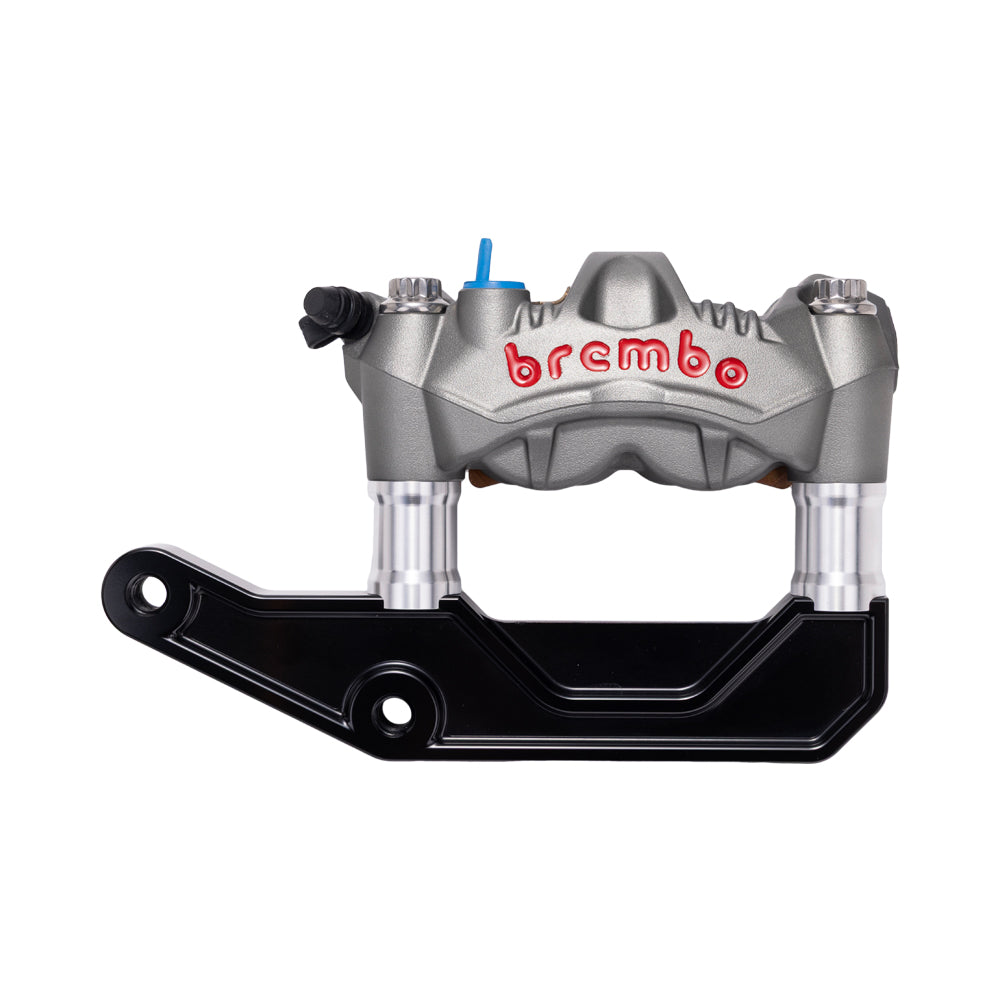 Titanium Gray Brembo 108mm GP4-RS Monobloc Caliper with Aluminum 29mm Spacers and Black Radial Bracket