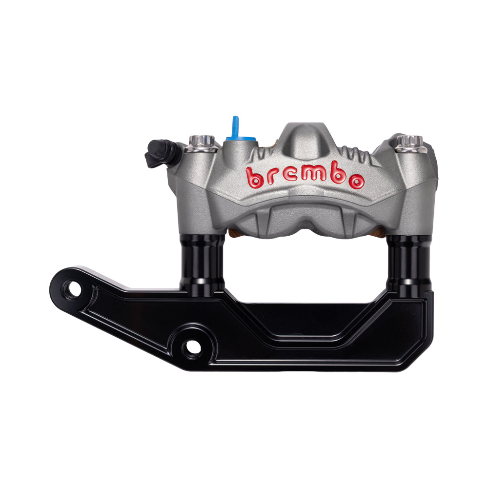 Titanium Gray Brembo 108mm GP4-RS Monobloc Caliper with Black 29mm Spacers and Black Radial Bracket