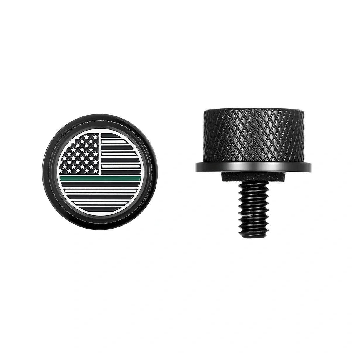 Stainless-Steel in Black Green Line American Flag Seat Screw