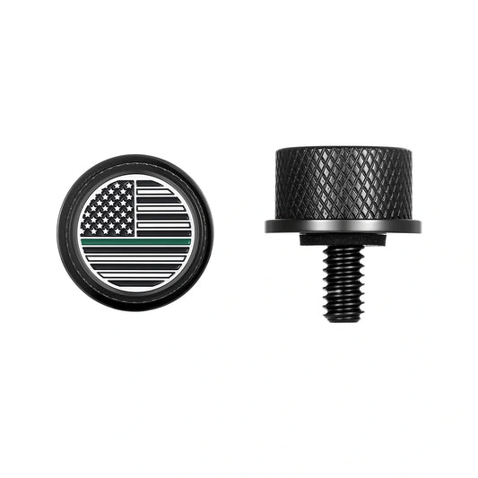 Stainless-Steel in Black Green Line American Flag Seat Screw