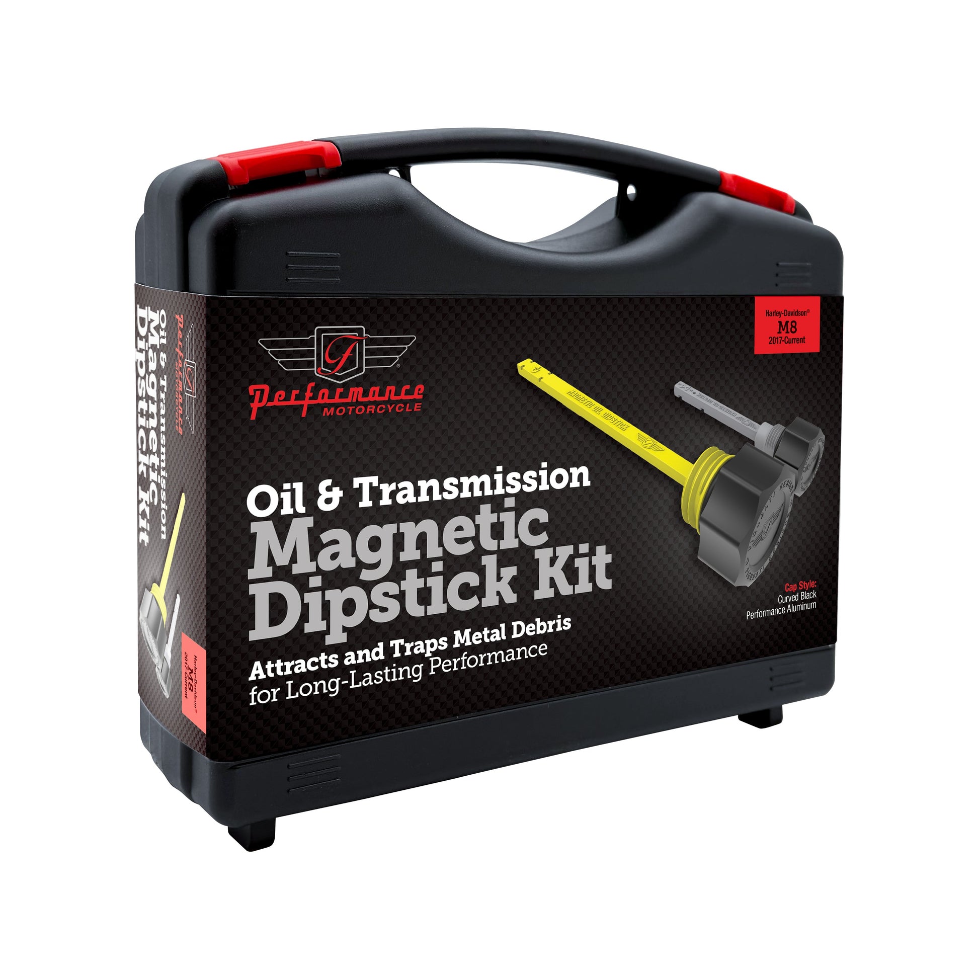 Performance Magnetic Dipstick Kit for Harley-Davidson M8 (2017-2026) - Curved Black
