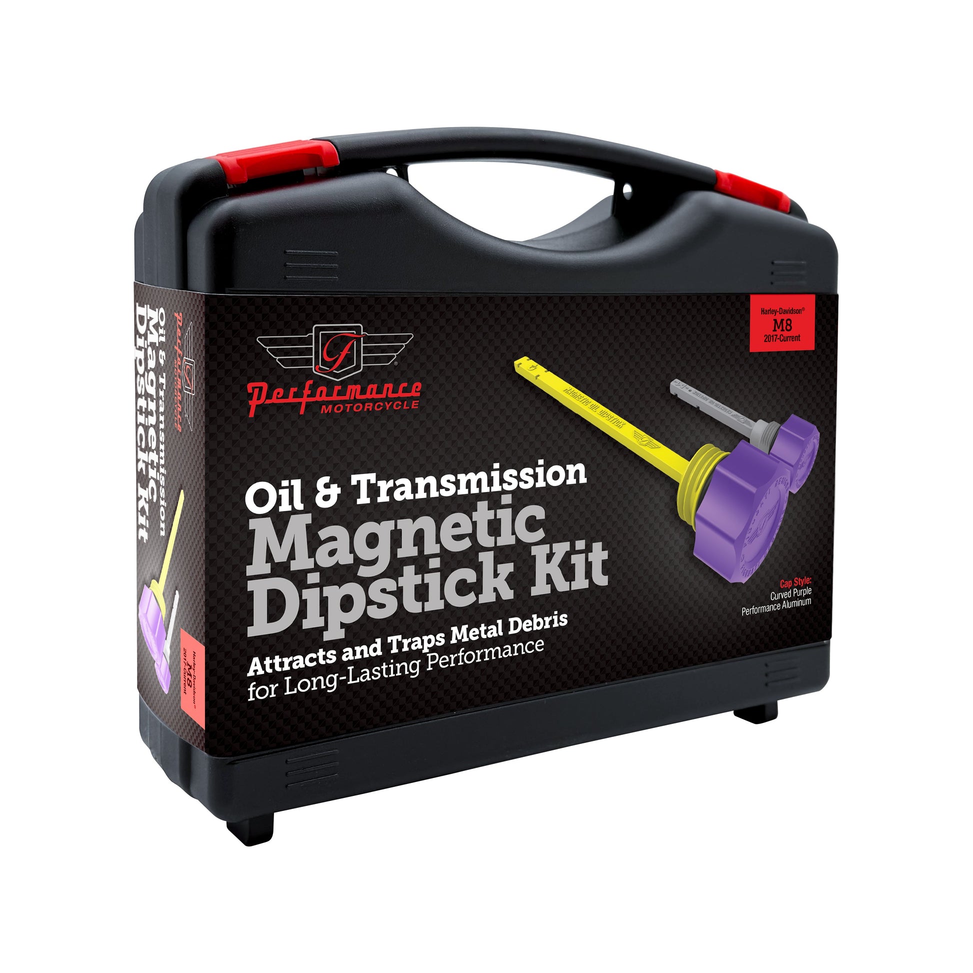 Performance Magnetic Dipstick Kit for Harley-Davidson M8 (2017-2026) - Curved Purple