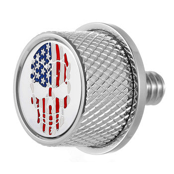 Stainless-Steel Red, White and Blue American Flag Skull Seat Screw