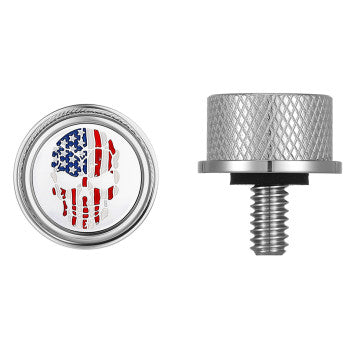Stainless-Steel Red, White and Blue American Flag Skull Seat Screw