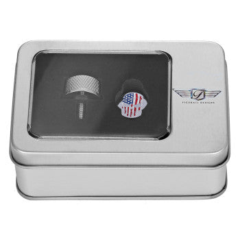 Stainless-Steel Red, White and Blue American Flag Skull Seat Screw