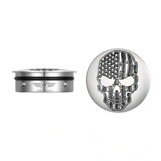 Harley-Davidson Stainless-Steel / Black Swing Arm Covers American Flag Skull