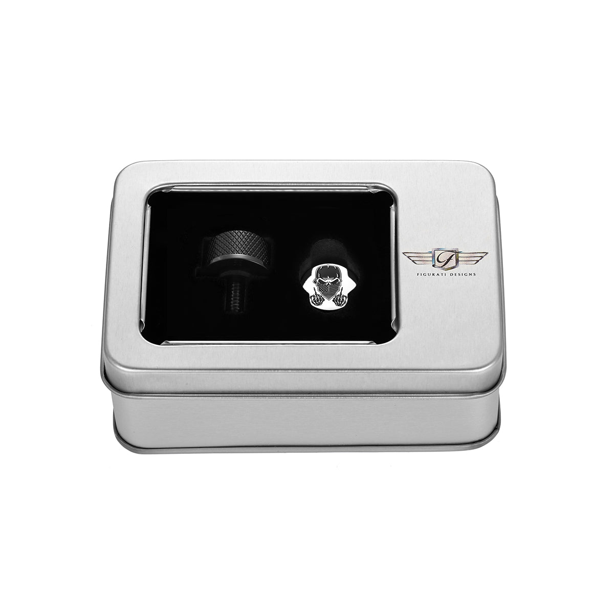 Stainless-Steel Masked Skull in Black Seat Screw