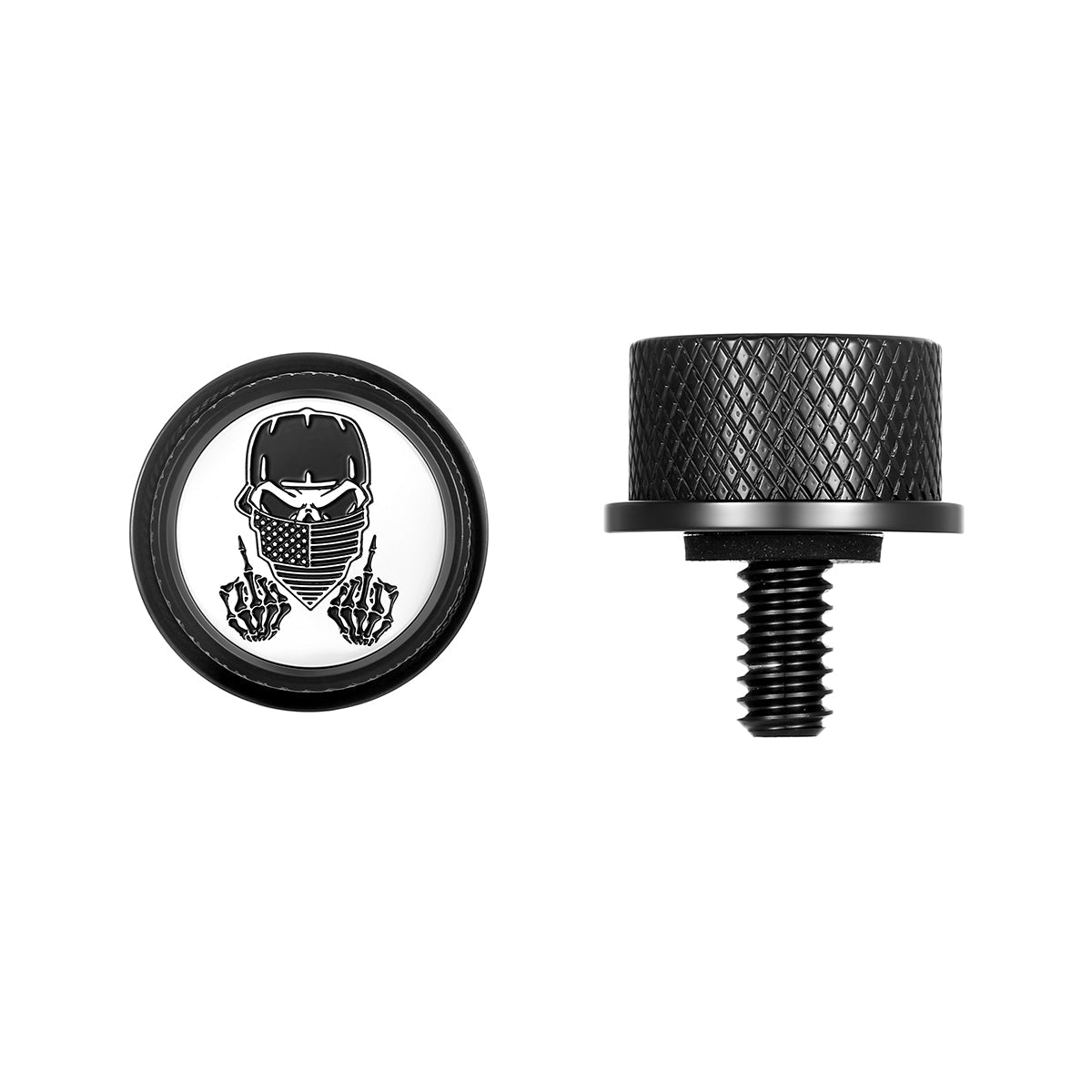 Stainless-Steel Masked Skull in Black Seat Screw