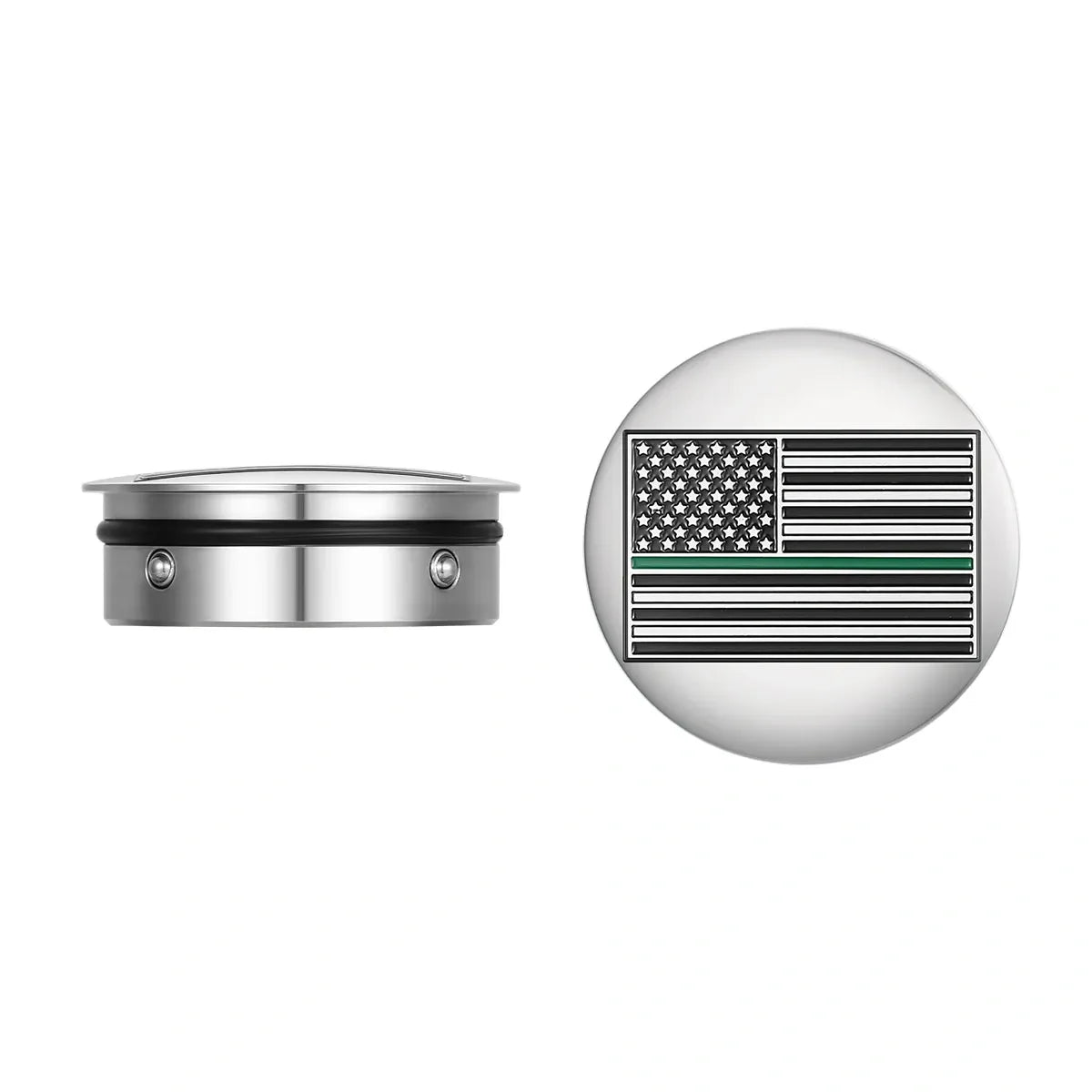 Harley-Davidson Stainless-Steel Swing Arm Covers American Flag Green Line *Represents ALL US Military* - Reversed