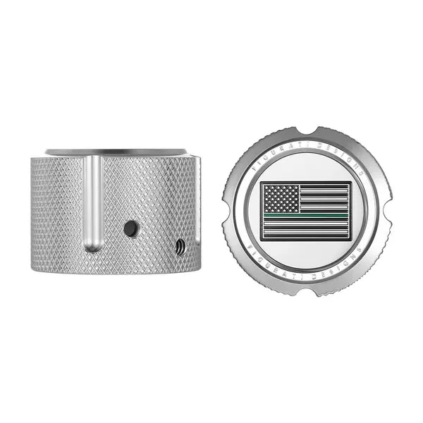 Harley-Davidson Stainless-Steel Front Axle Nut Covers Green Line American Flag - Reversed