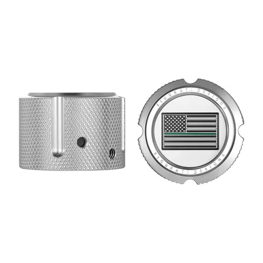 Harley-Davidson Stainless-Steel Front Axle Nut Covers Green Line American Flag - Reversed