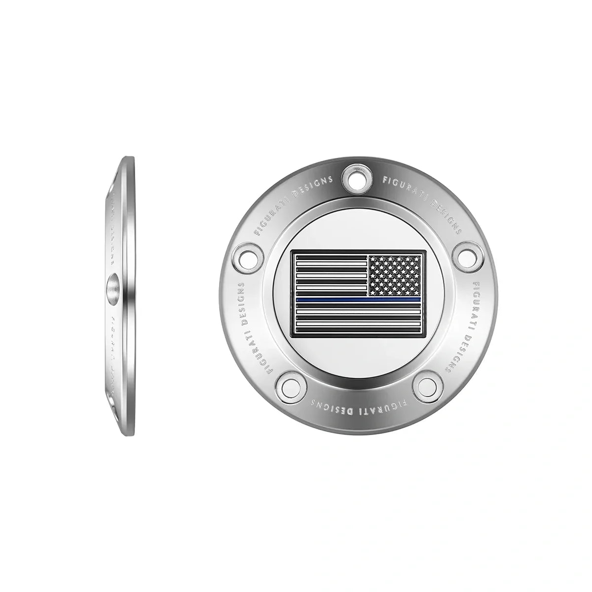 Harley-Davidson Stainless-Steel Thin Blue Line American Flag - Reversed Twin Cam Timing Cover
