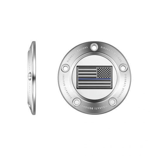 Harley-Davidson Stainless-Steel Thin Blue Line American Flag - Reversed Twin Cam Timing Cover