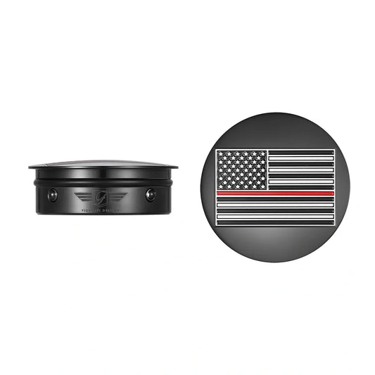 Harley-Davidson Stainless-Steel / Black Swing Arm Covers Red Line American Flag - Reversed
