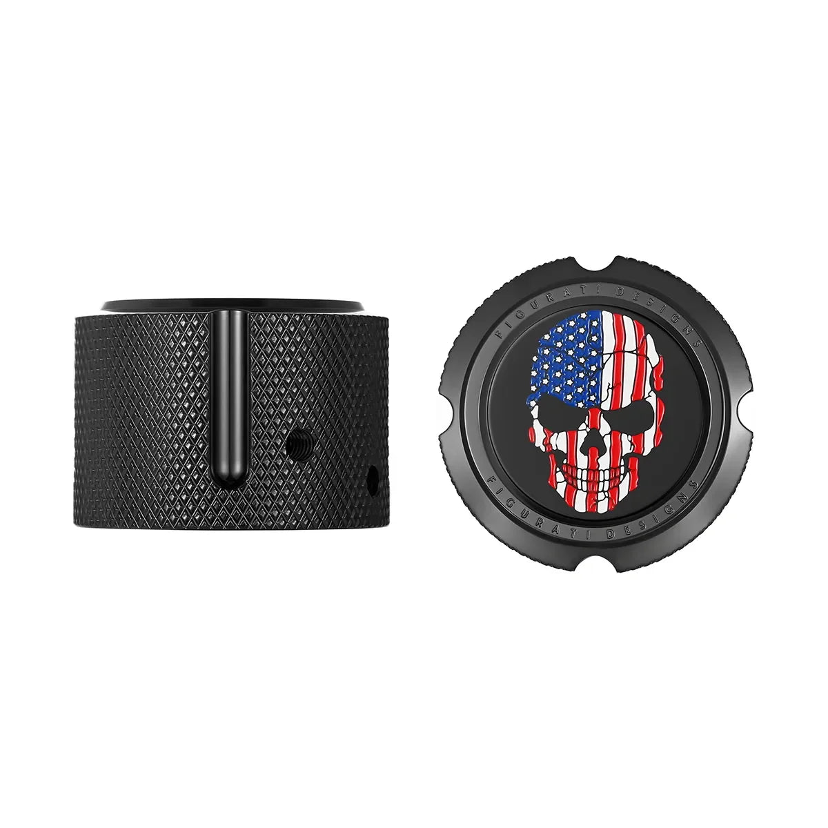 Harley-Davidson Stainless-Steel in Black Front Axle Nut Covers Red White and Blue American Flag Skull
