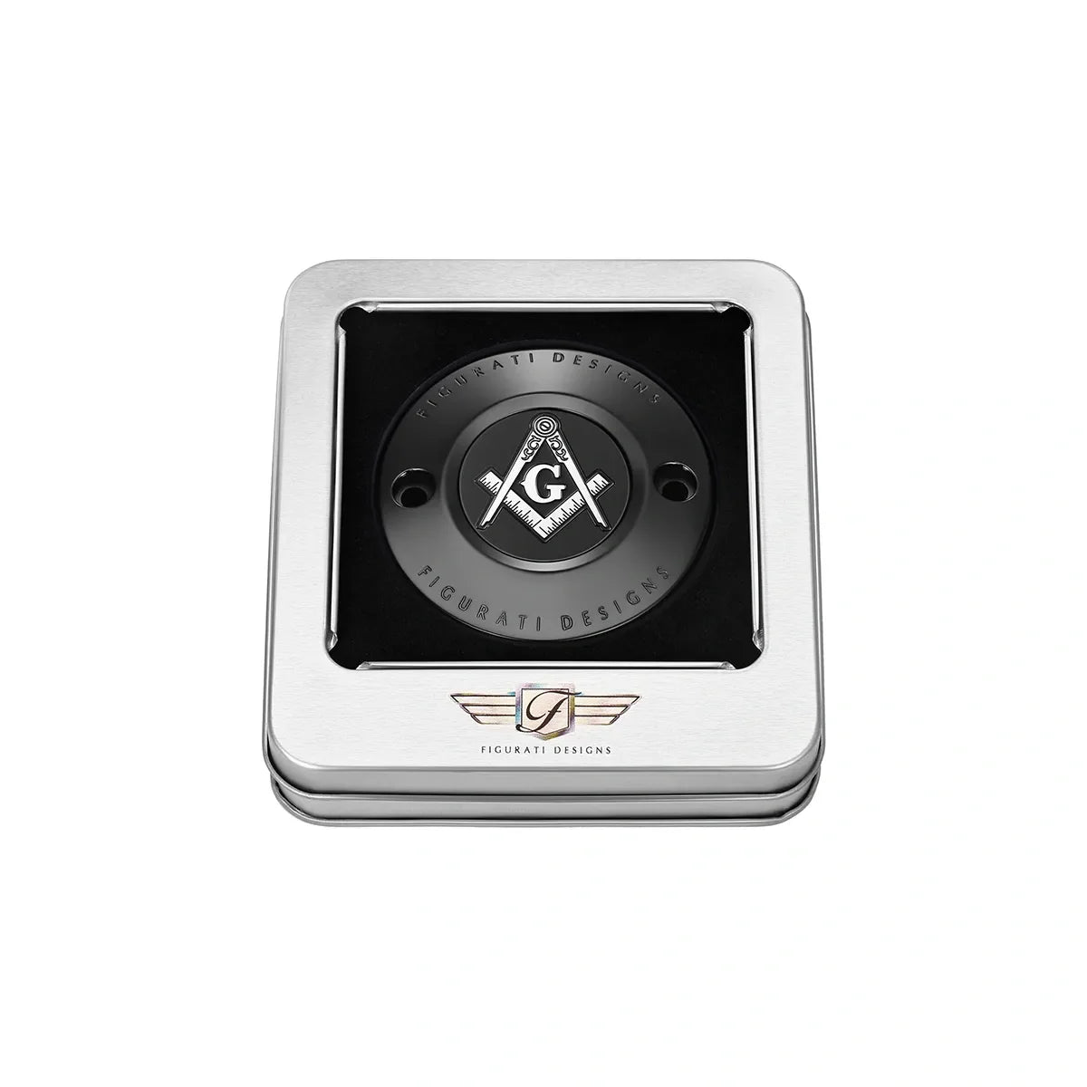 Harley-Davidson Stainless-Steel in Black Masonic Emblem M8 Timing Cover