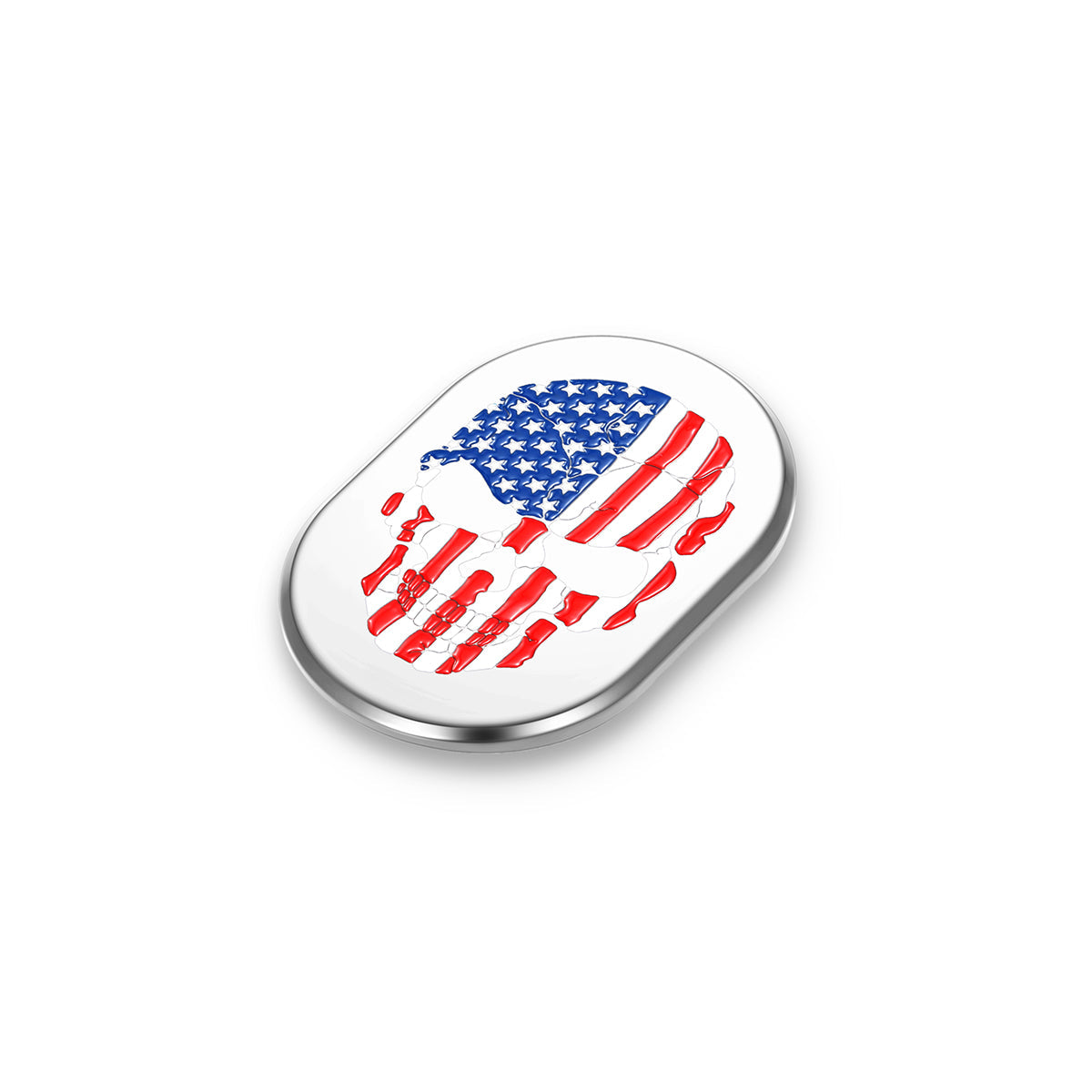 Harley-Davidson Stainless-Steel Red White & Blue American Flag Skull Antenna Cover - Left