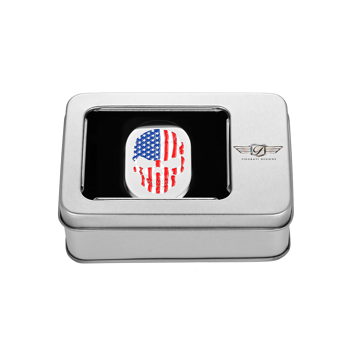 Harley-Davidson Stainless-Steel Red White & Blue American Flag Skull Antenna Cover - Right