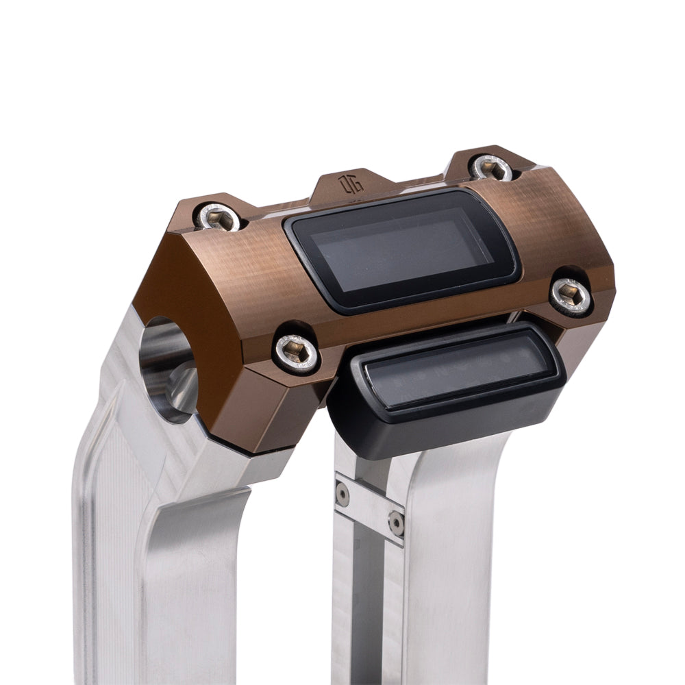 OG Aluminum 10.5 inch Pull Back Risers with Bronze Digital Gauge Cut Out Top Clamp
