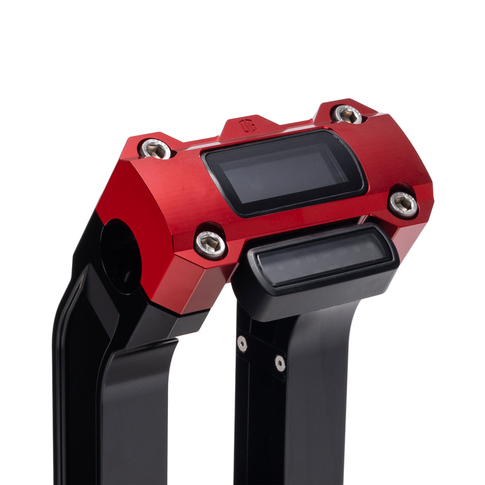OG Black 10.5 inch Pull Back Risers with Red Digital Gauge Cut Out Top Clamp