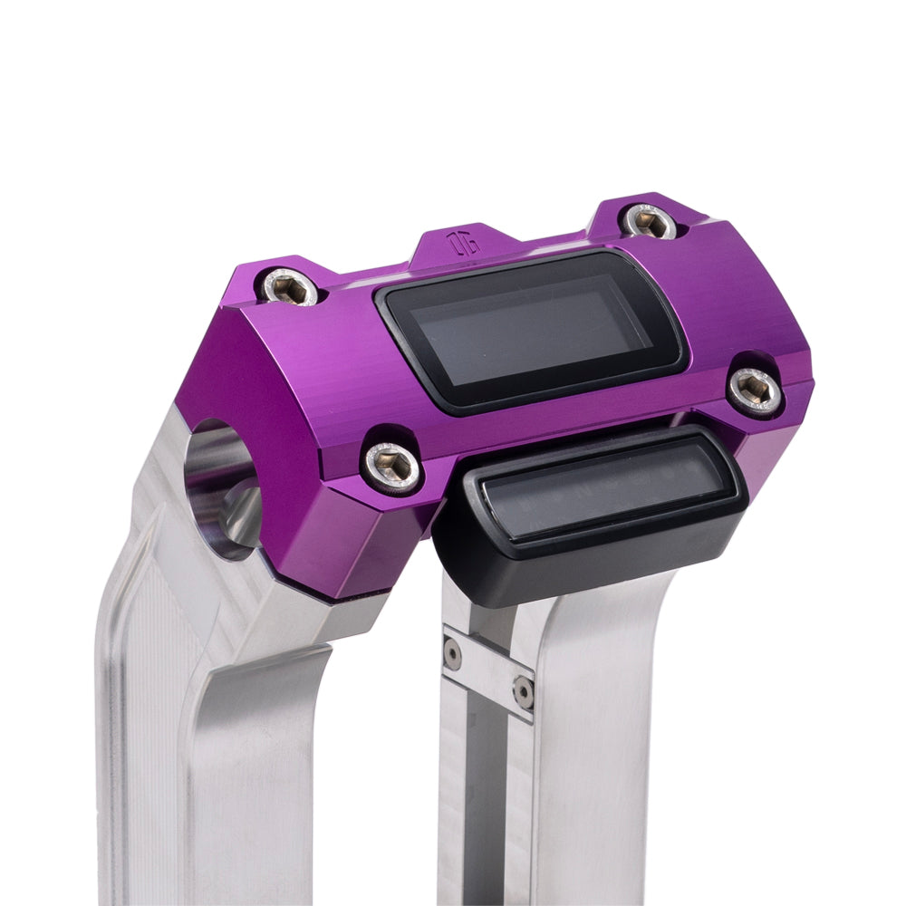 OG Aluminum 2 inch Straight Risers with Purple Digital Gauge Cut Out Top Clamp