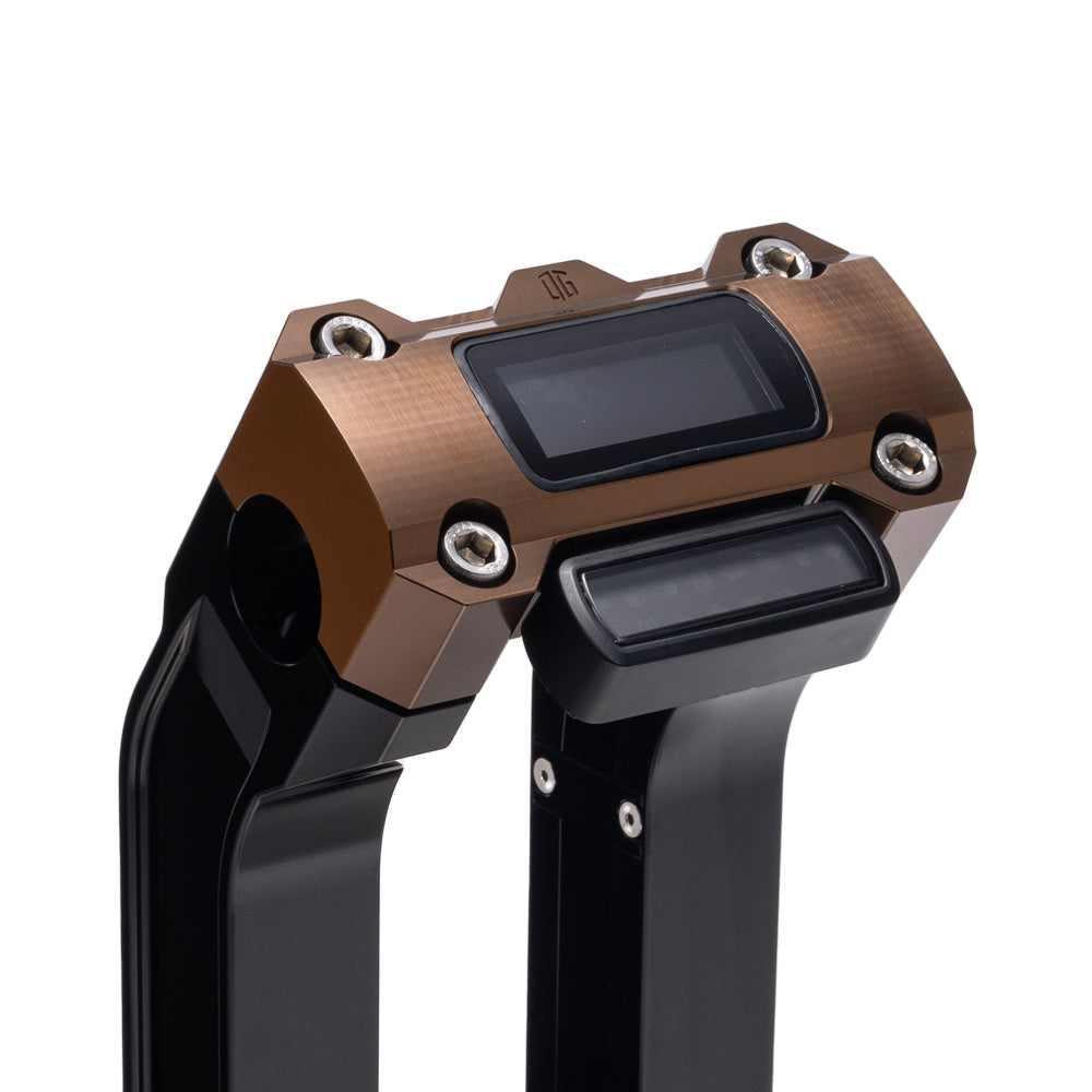 OG Black 2 inch Straight Risers with Bronze Digital Gauge Cut Out Top Clamp