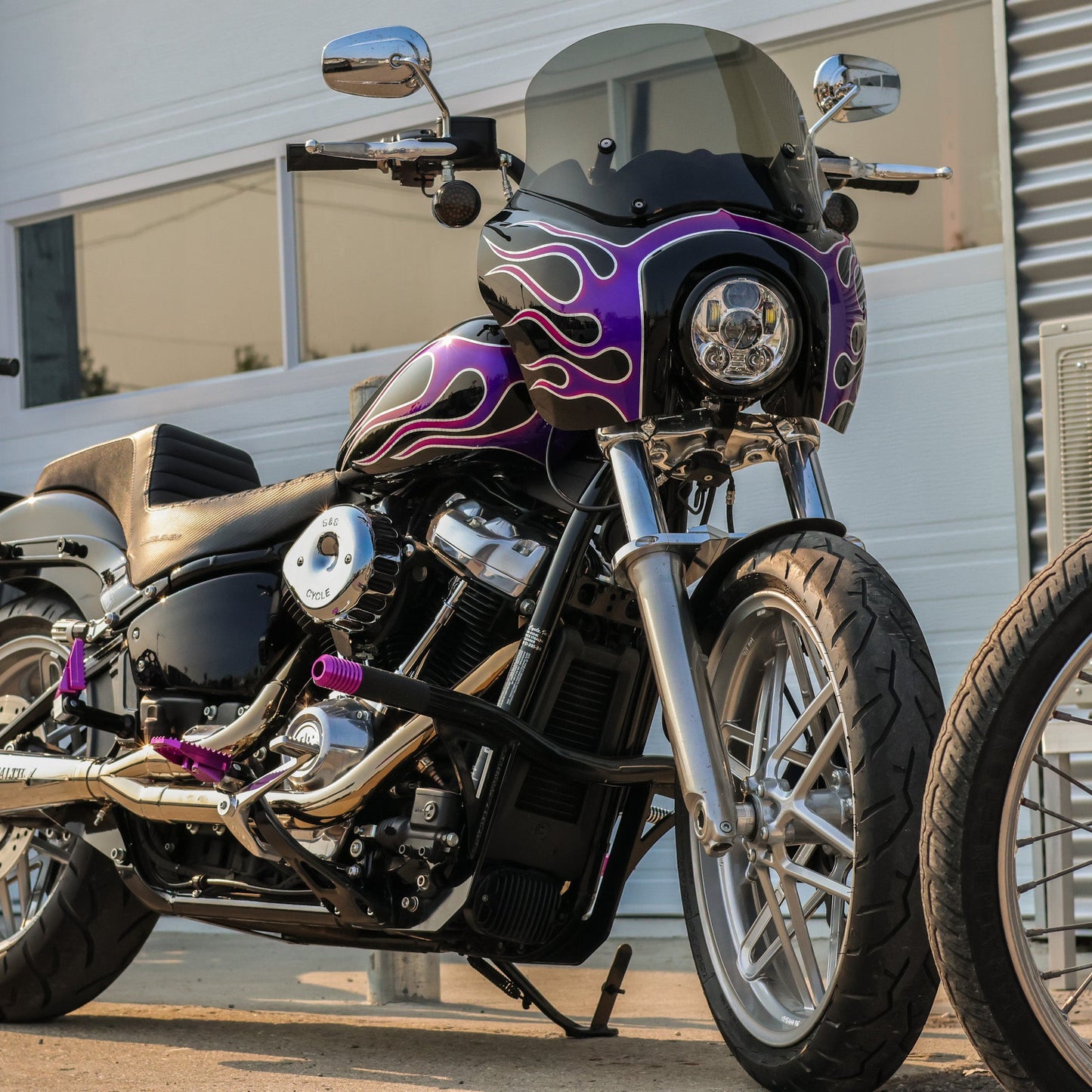 OG 2018-Up Softail 49mm Complete T-Sport Fairing Kit on a 2020 Softail Standard FXST with 12-inch Dark Smoke screen