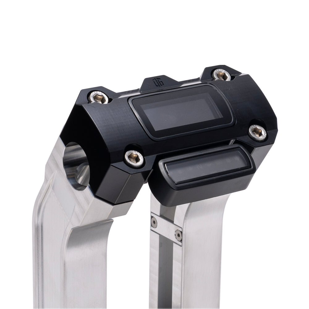 OG Aluminum 6.5 inch Pull Back Risers with Black Digital Gauge Cut Out Top Clamp