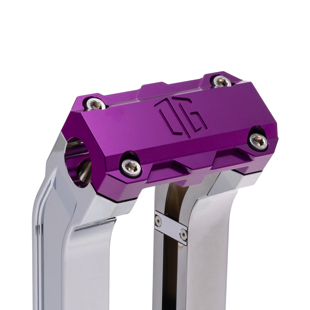OG Chrome 6.5 inch Pull Back Risers with Purple Standard Top Clamp