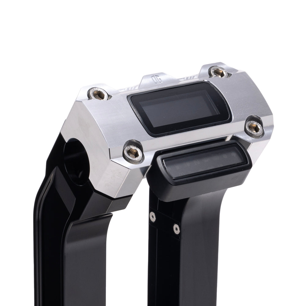 OG Black 6.5 inch Straight Risers with Aluminum Digital Gauge Cut Out Top Clamp