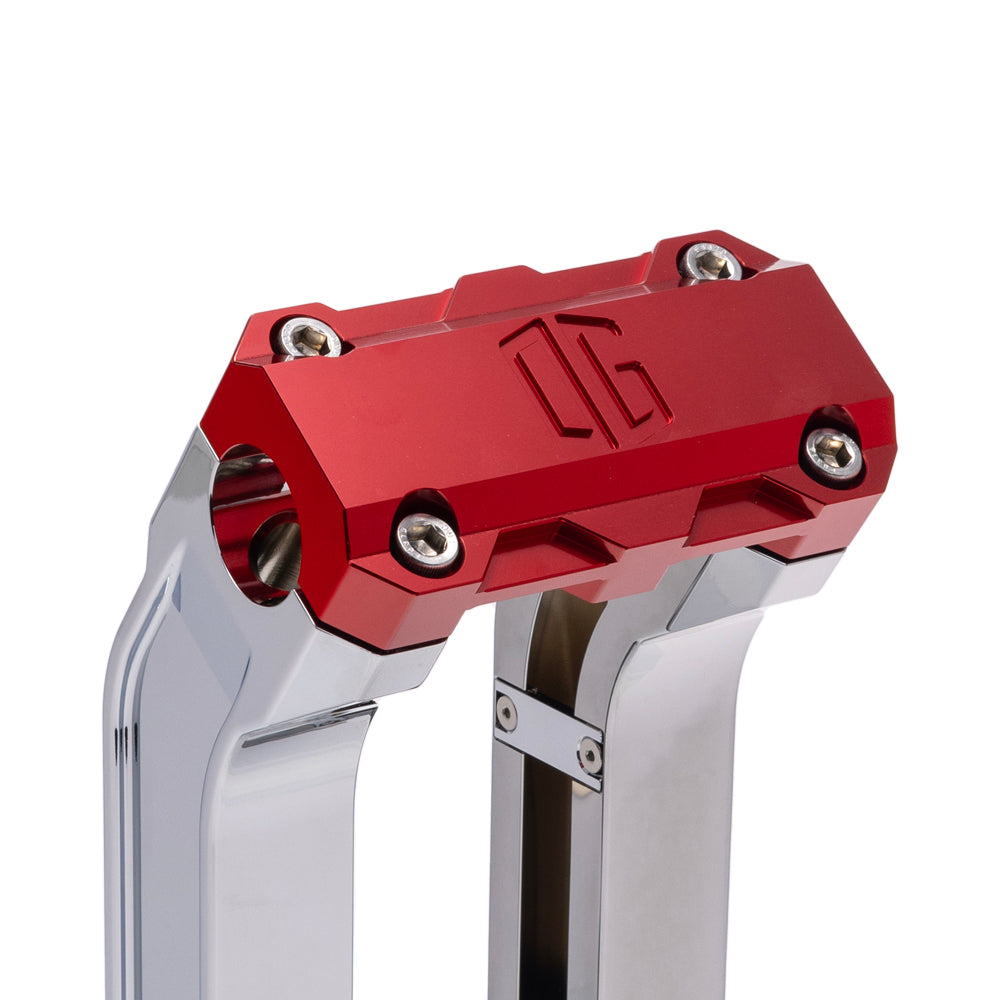 OG Chrome 6.5 inch Straight Risers with Red Standard Top Clamp