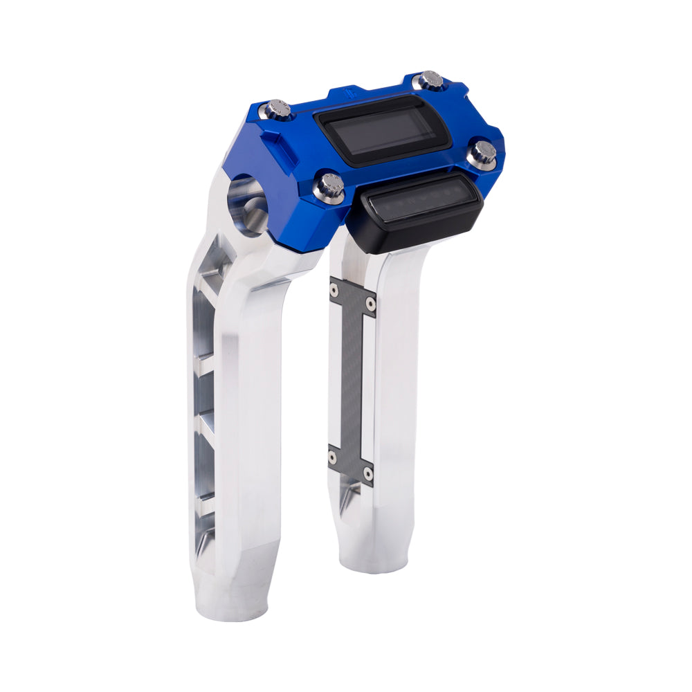 OG Aluminum Performance 8.5 inch Pull Back Riser Legs with Blue Performance Digital Gauge Top Clamp