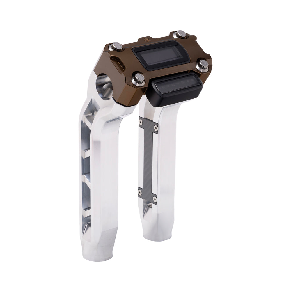 OG Aluminum Performance 8.5 inch Pull Back Riser Legs with Bronze Performance Digital Gauge Top Clamp