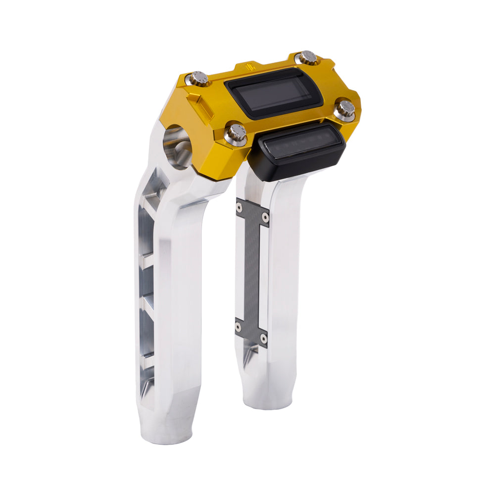 OG Aluminum Performance 8.5 inch Pull Back Riser Legs with Gold Performance Digital Gauge Top Clamp