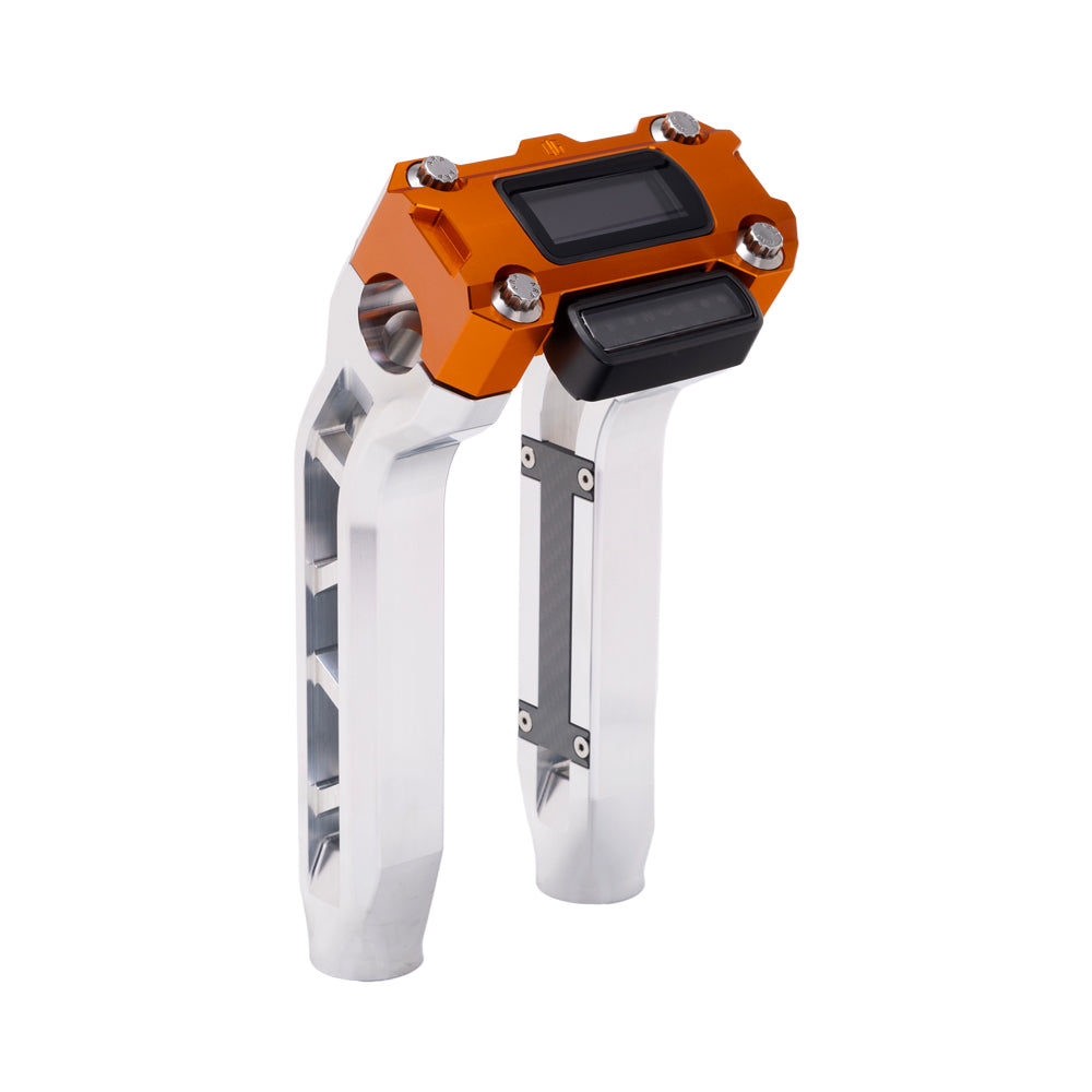 OG Aluminum Performance 8.5 inch Pull Back Riser Legs with Orange Performance Digital Gauge Top Clamp