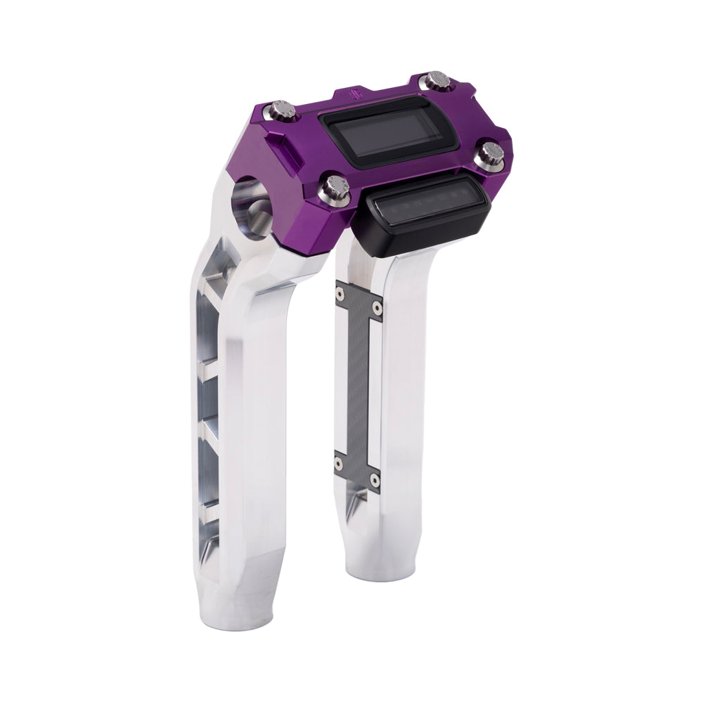OG Aluminum Performance 8.5 inch Pull Back Riser Legs with Purple Performance Digital Gauge Top Clamp