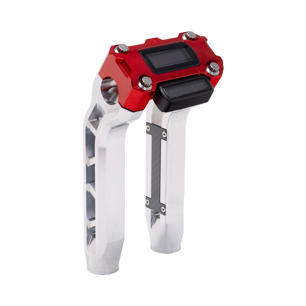 OG Aluminum Performance 8.5 inch Pull Back Riser Legs with Red Performance Digital Gauge Top Clamp