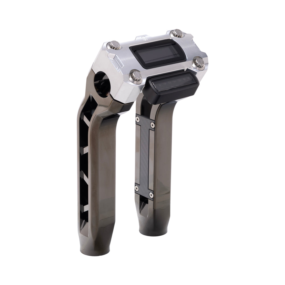 OG Black Chrome Performance 8.5 inch Pull Back Riser Legs with Aluminum Performance Digital Gauge Top Clamp