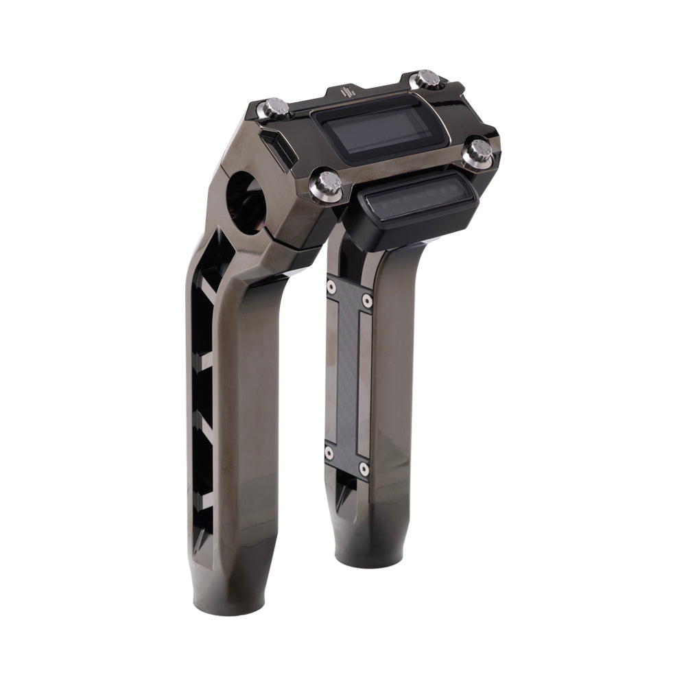 OG Black Chrome Performance 8.5 inch Pull Back Riser Legs with Black Chrome Performance Digital Gauge Top Clamp