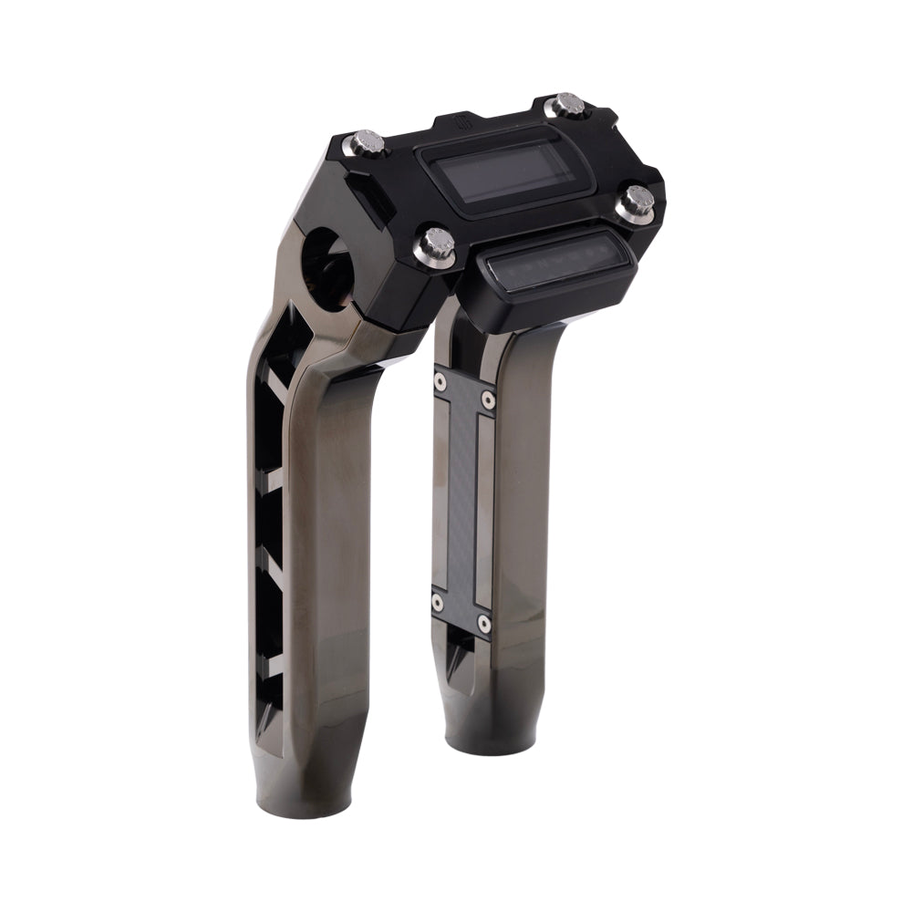 OG Black Chrome Performance 8.5 inch Pull Back Riser Legs with Black Performance Digital Gauge Top Clamp
