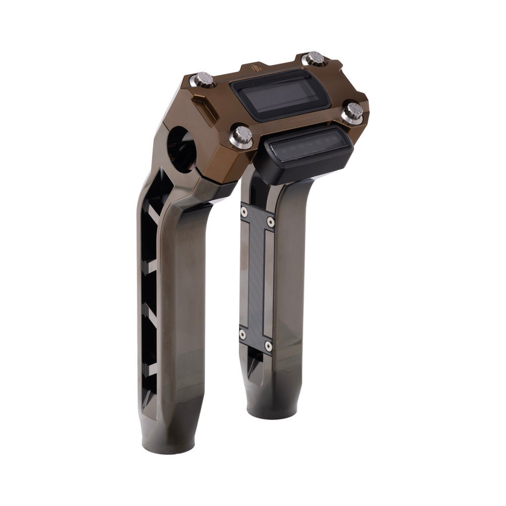 OG Black Chrome Performance 8.5 inch Pull Back Riser Legs with Bronze Performance Digital Gauge Top Clamp