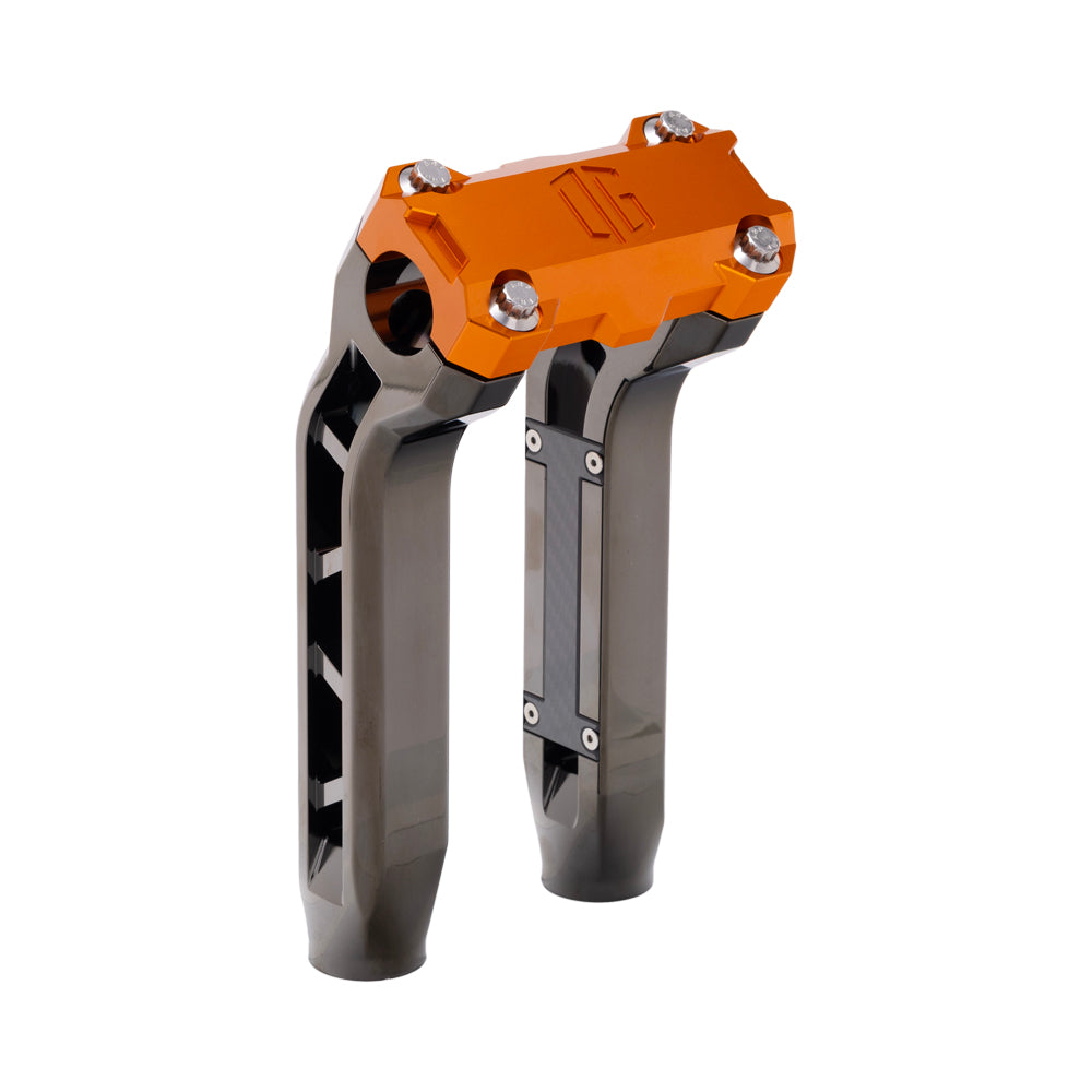 OG Black Chrome Performance 8.5 inch Pull Back Riser Legs with Orange Performance Top Clamp
