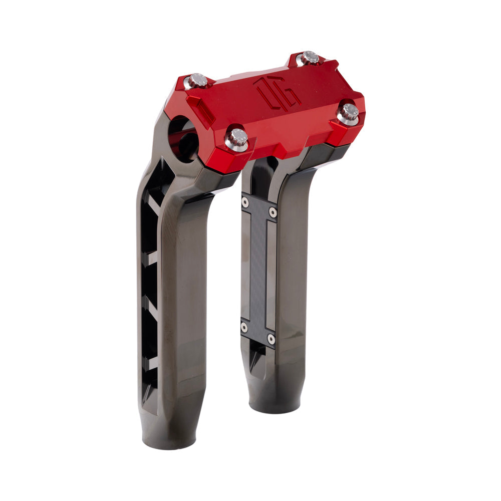 OG Black Chrome Performance 8.5 inch Pull Back Riser Legs with Red Performance Top Clamp